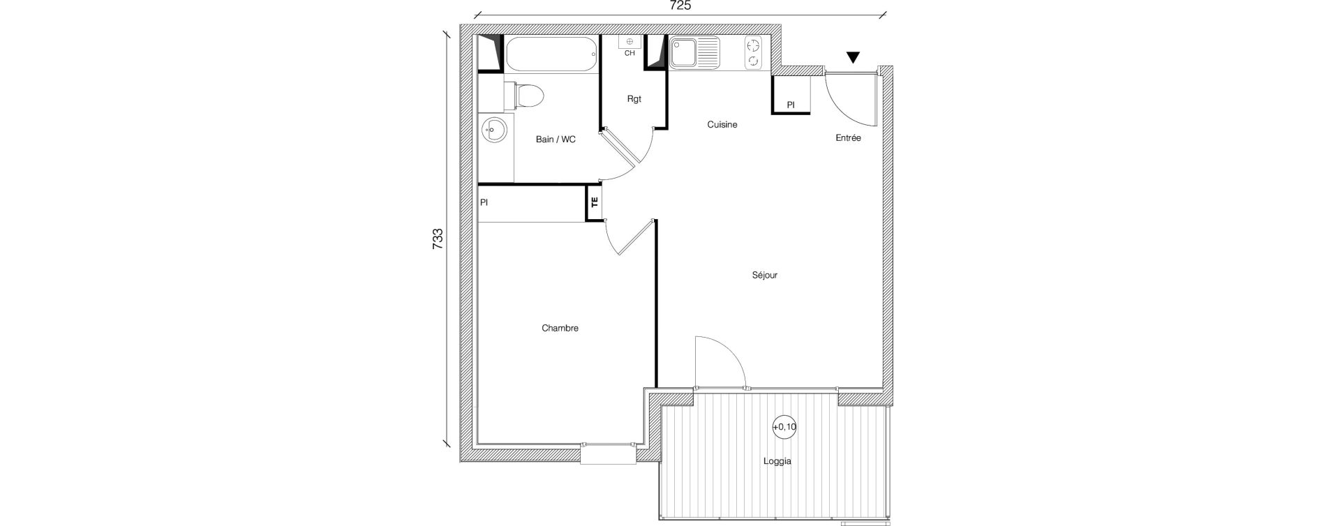 Appartement T2 de 45,95 m2 &agrave; Gagnac-Sur-Garonne Centre