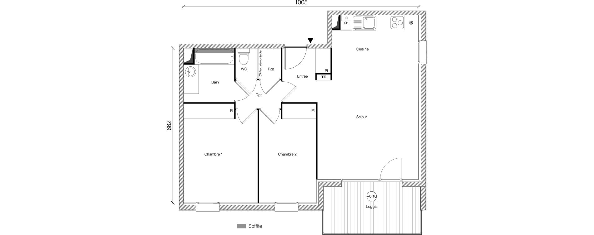 Appartement T3 de 65,45 m2 &agrave; Gagnac-Sur-Garonne Centre