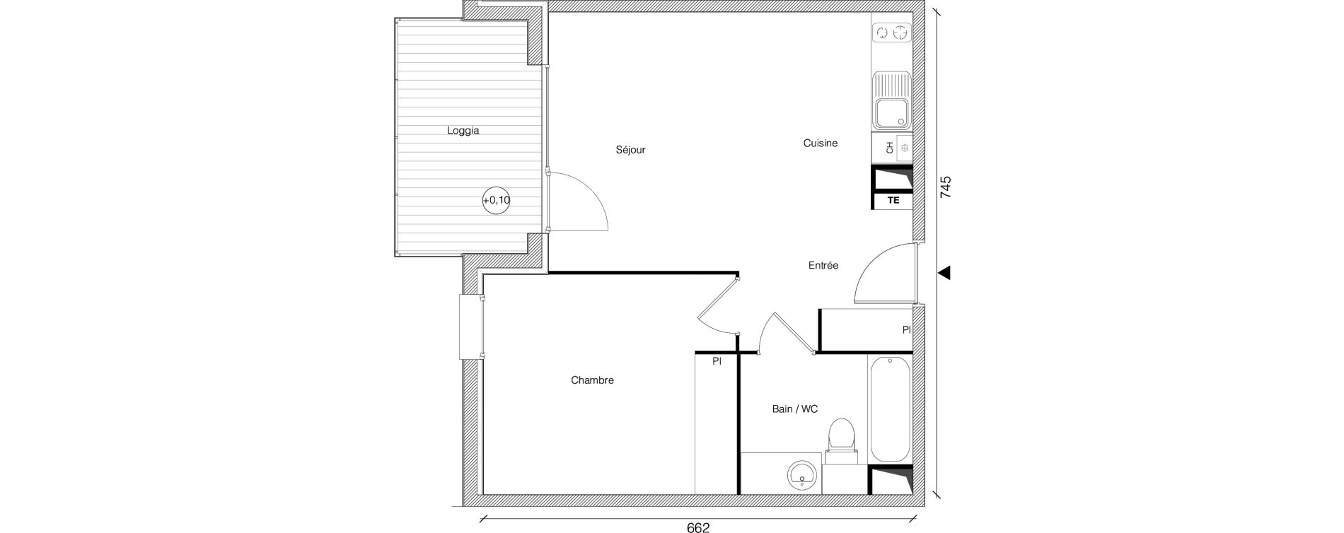 Appartement T2 de 43,98 m2 &agrave; Gagnac-Sur-Garonne Centre