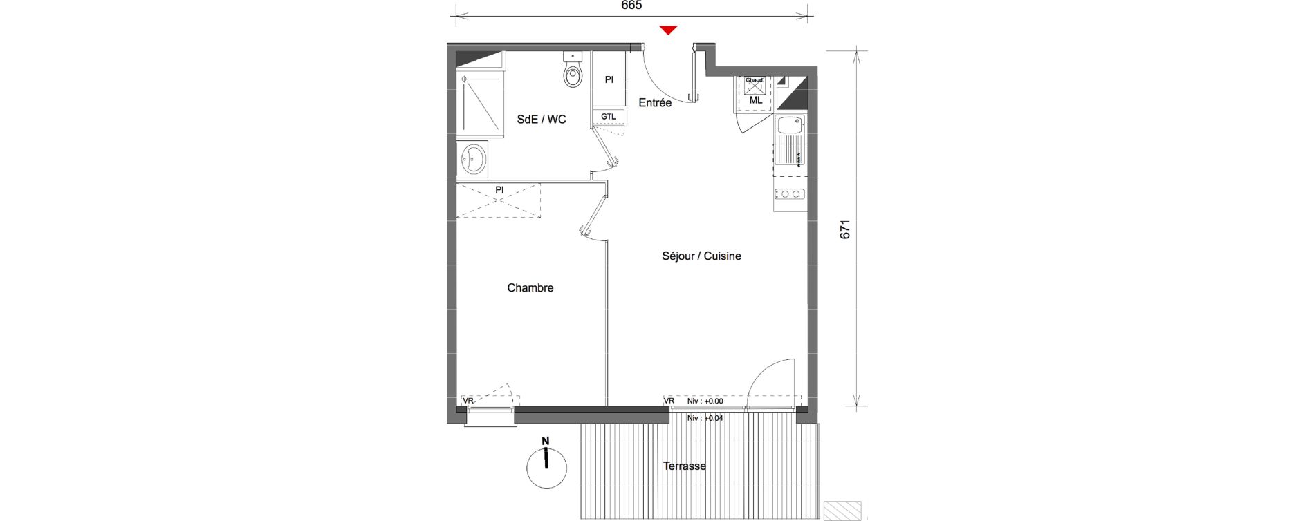 Appartement T2 de 42,00 m2 &agrave; Gratentour Centre