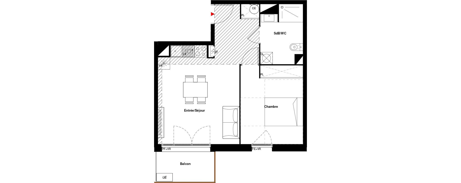 Appartement T2 de 42,36 m2 &agrave; Labarthe-Sur-L&egrave;ze Centre