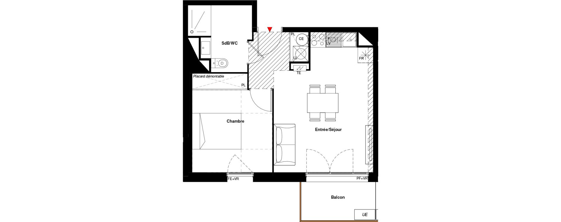 Appartement T2 de 39,04 m2 &agrave; Labarthe-Sur-L&egrave;ze Centre