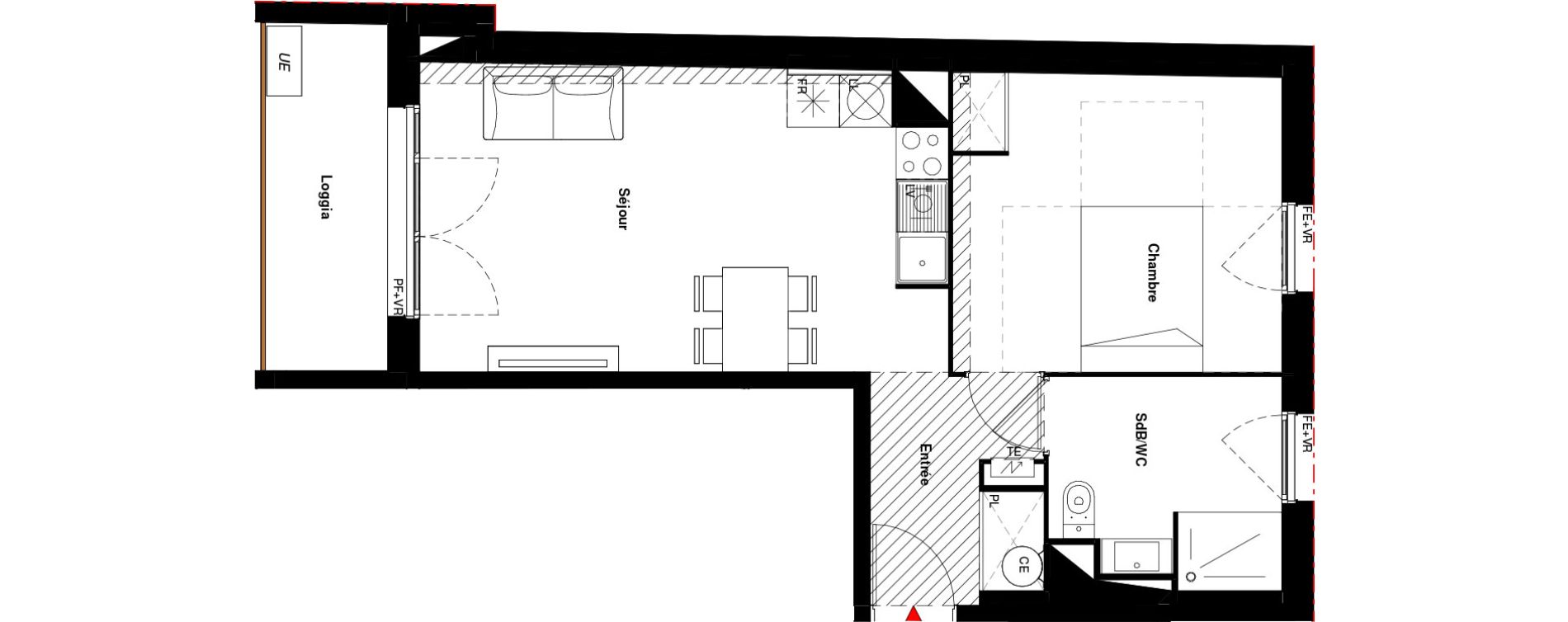 Appartement T2 de 44,46 m2 &agrave; Labarthe-Sur-L&egrave;ze Centre