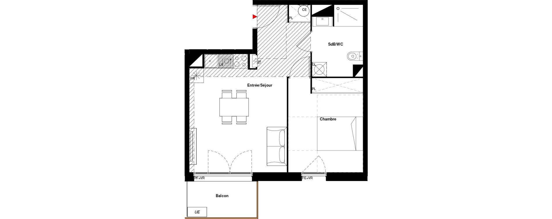 Appartement T2 de 42,36 m2 &agrave; Labarthe-Sur-L&egrave;ze Centre