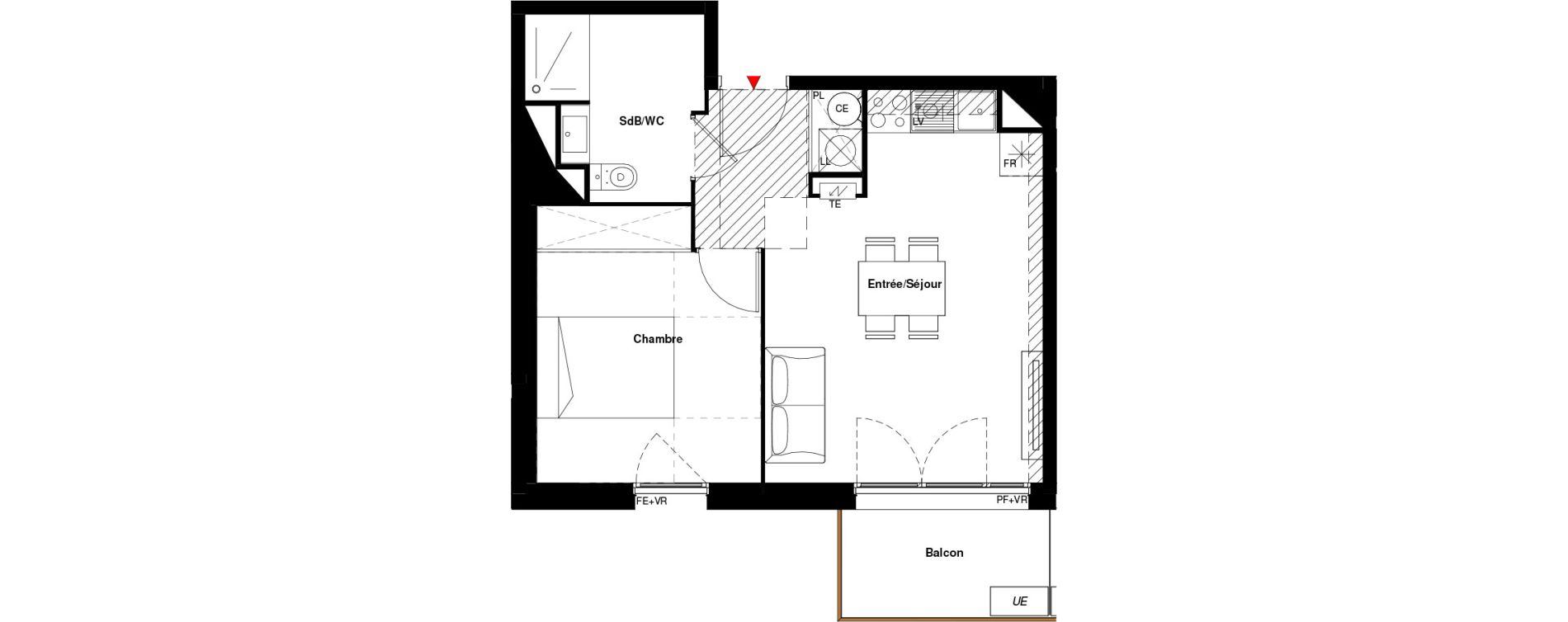 Appartement T2 de 39,04 m2 &agrave; Labarthe-Sur-L&egrave;ze Centre