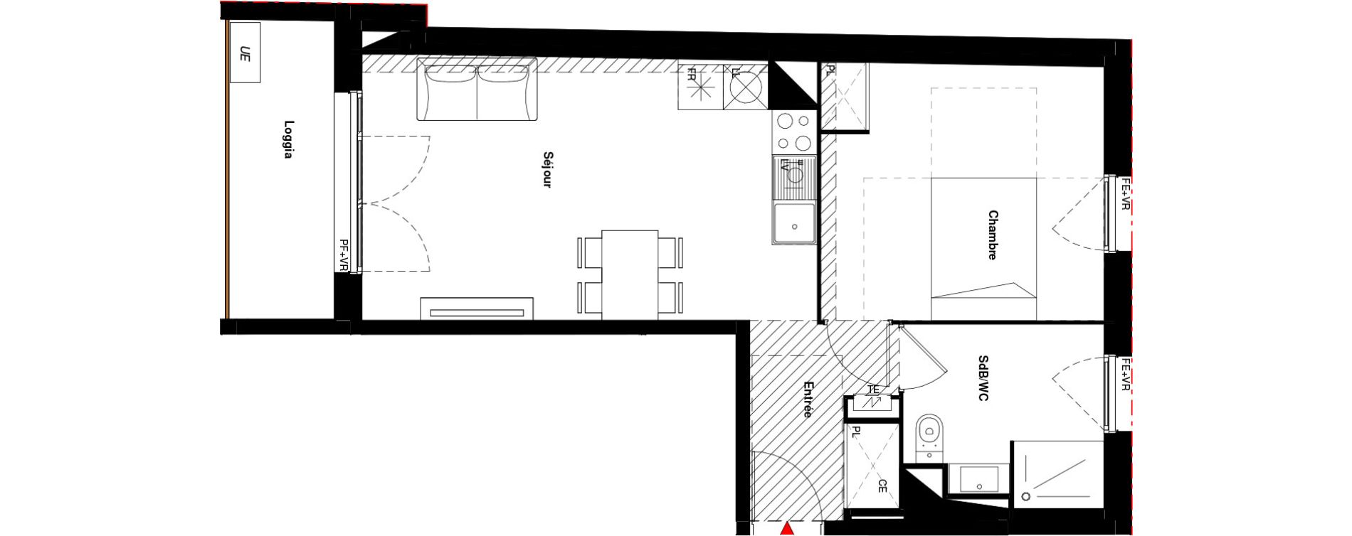 Appartement T2 de 44,56 m2 &agrave; Labarthe-Sur-L&egrave;ze Centre