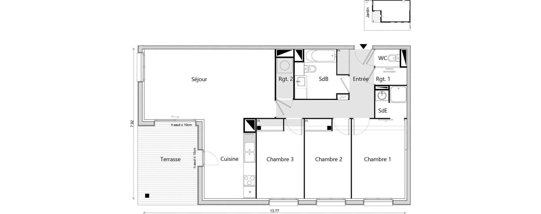 Appartement T4 de 90,91 m2 &agrave; Labarthe-Sur-L&egrave;ze Centre