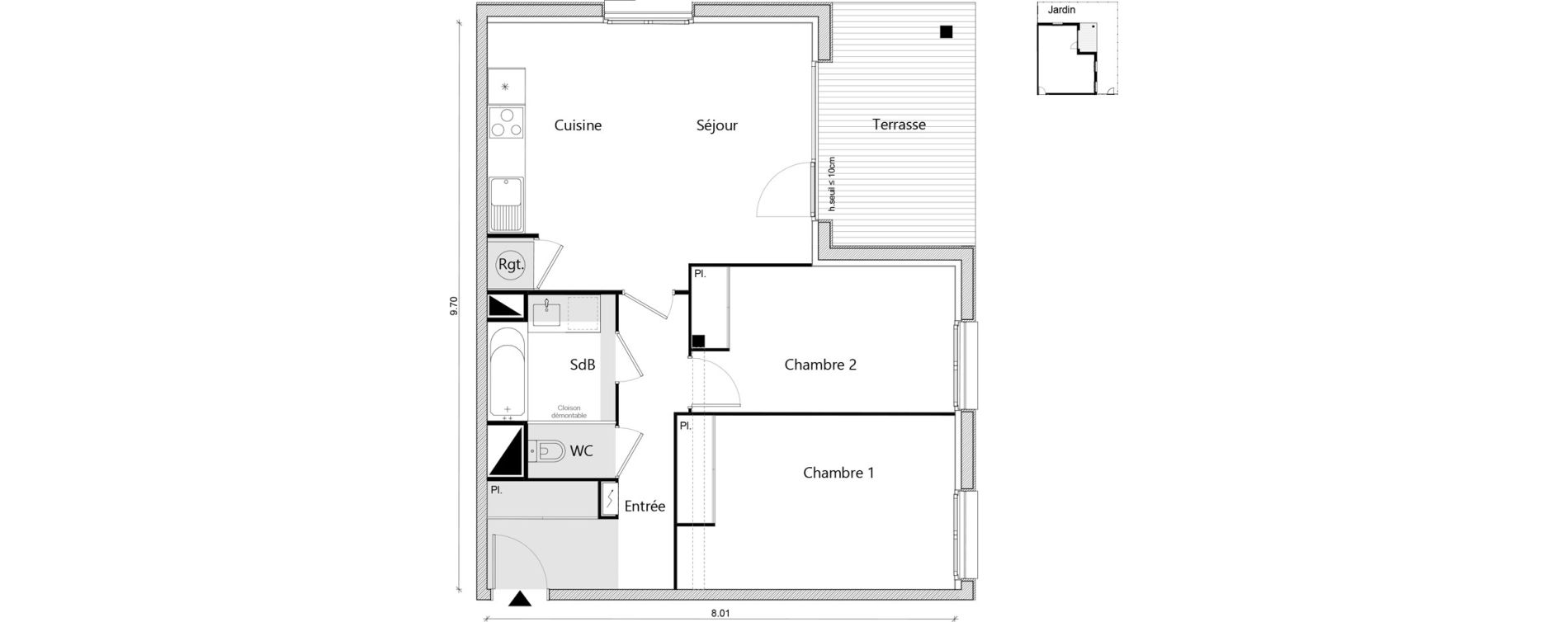 Appartement T3 de 64,77 m2 &agrave; Labarthe-Sur-L&egrave;ze Centre