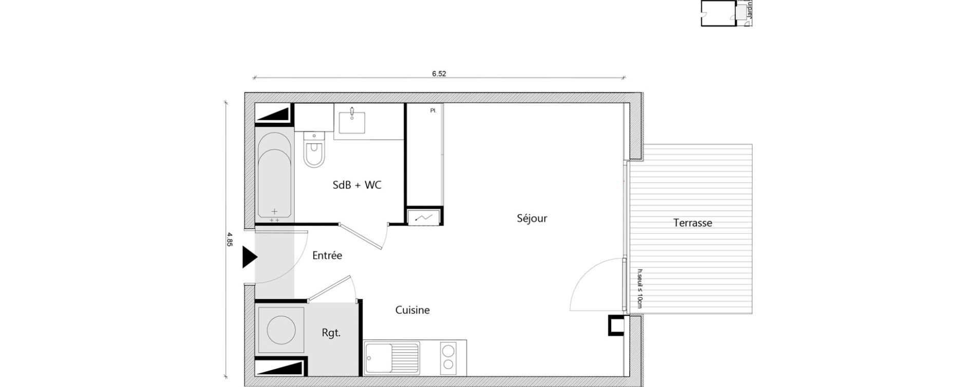 Appartement T1 bis de 30,17 m2 &agrave; Labarthe-Sur-L&egrave;ze Centre