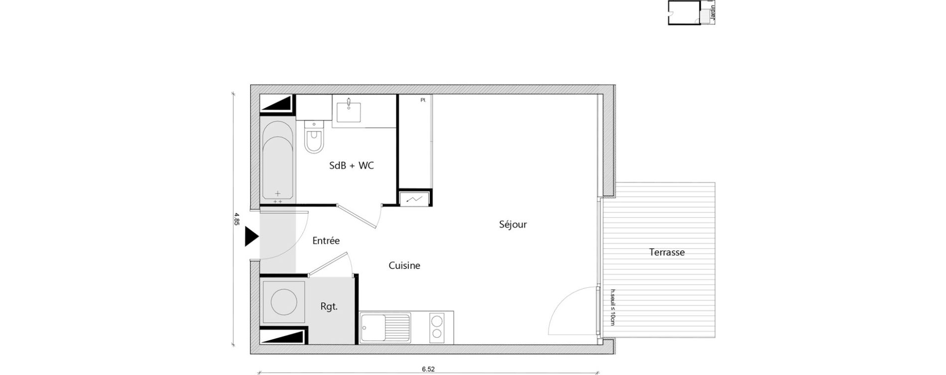 Appartement T1 bis de 30,27 m2 &agrave; Labarthe-Sur-L&egrave;ze Centre