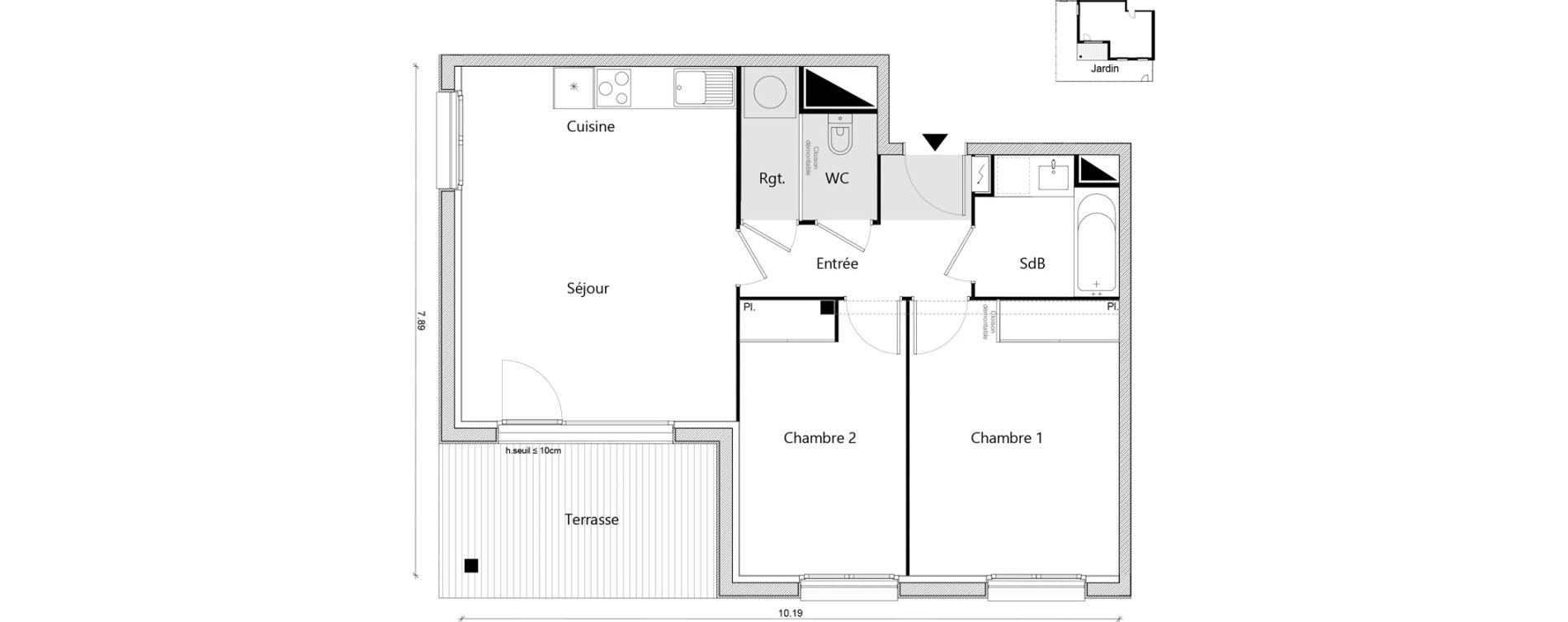 Appartement T3 de 62,22 m2 &agrave; Labarthe-Sur-L&egrave;ze Centre