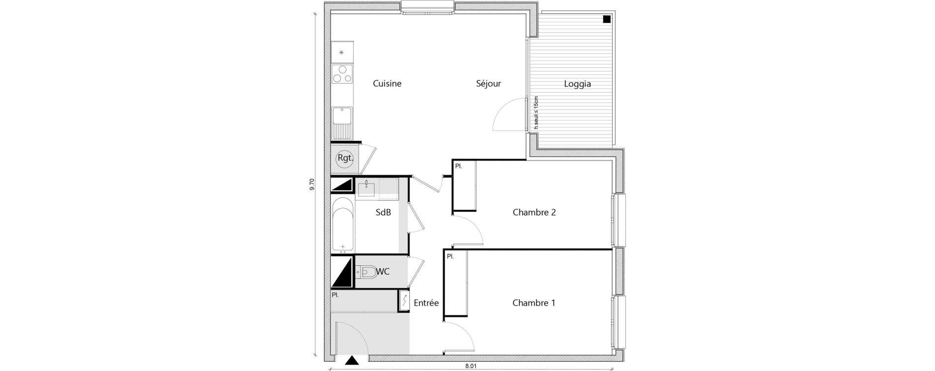 Appartement T3 de 64,83 m2 &agrave; Labarthe-Sur-L&egrave;ze Centre