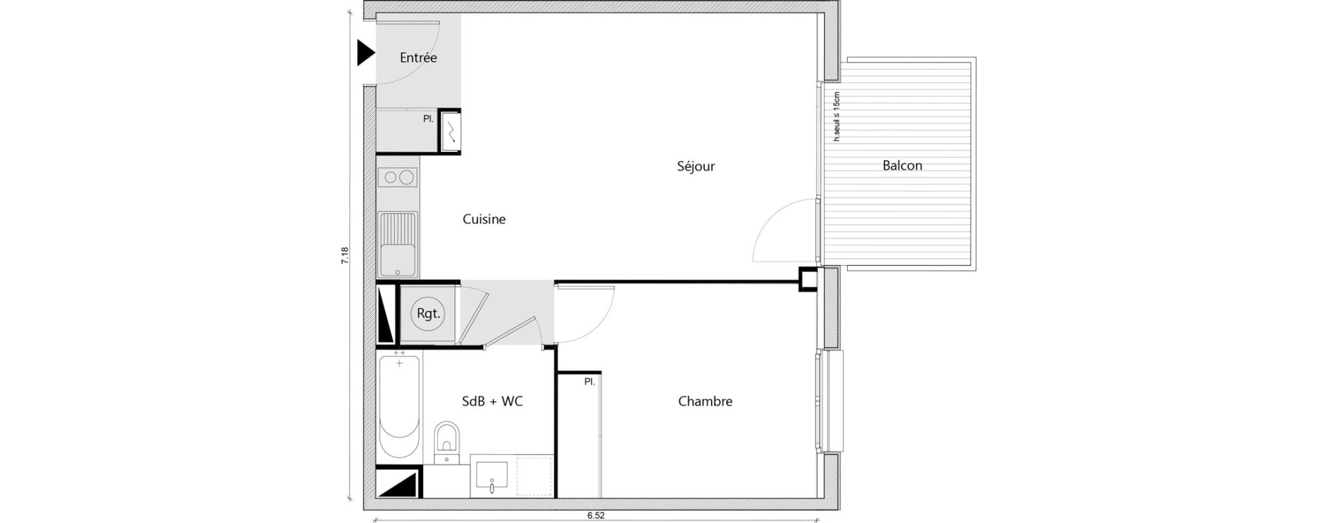 Appartement T2 de 45,01 m2 &agrave; Labarthe-Sur-L&egrave;ze Centre