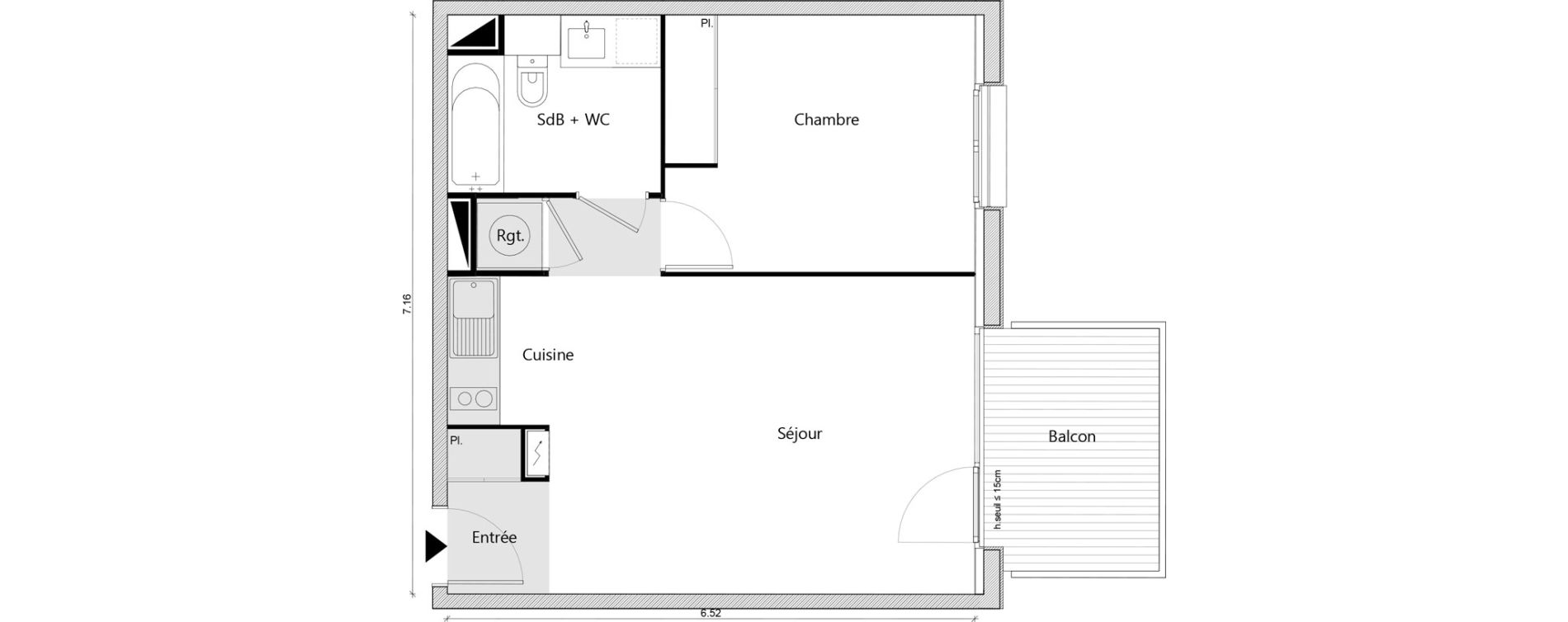 Appartement T2 de 45,06 m2 &agrave; Labarthe-Sur-L&egrave;ze Centre