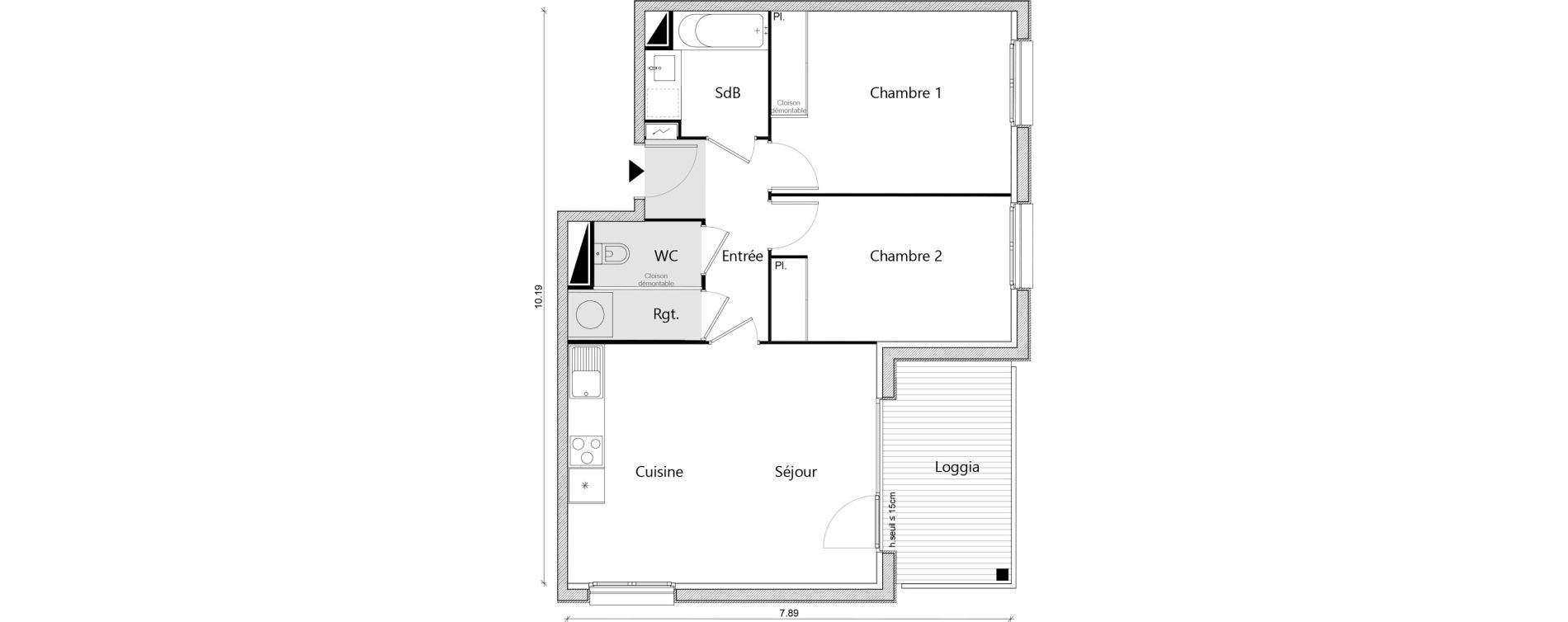 Appartement T3 de 62,00 m2 &agrave; Labarthe-Sur-L&egrave;ze Centre