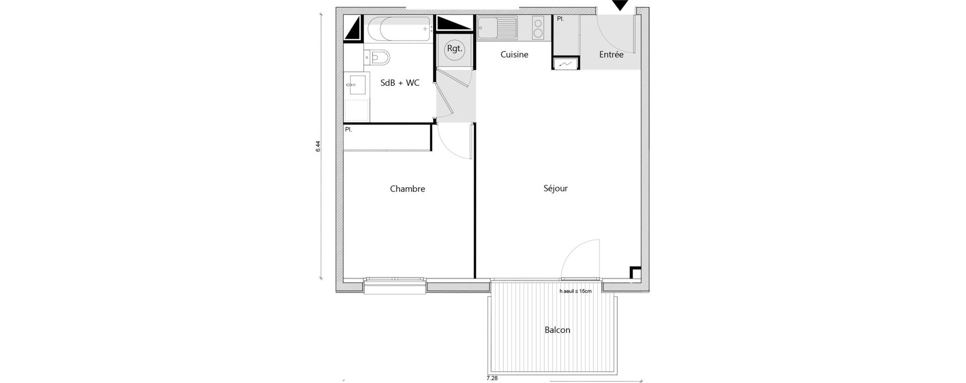 Appartement T2 de 45,02 m2 &agrave; Labarthe-Sur-L&egrave;ze Centre