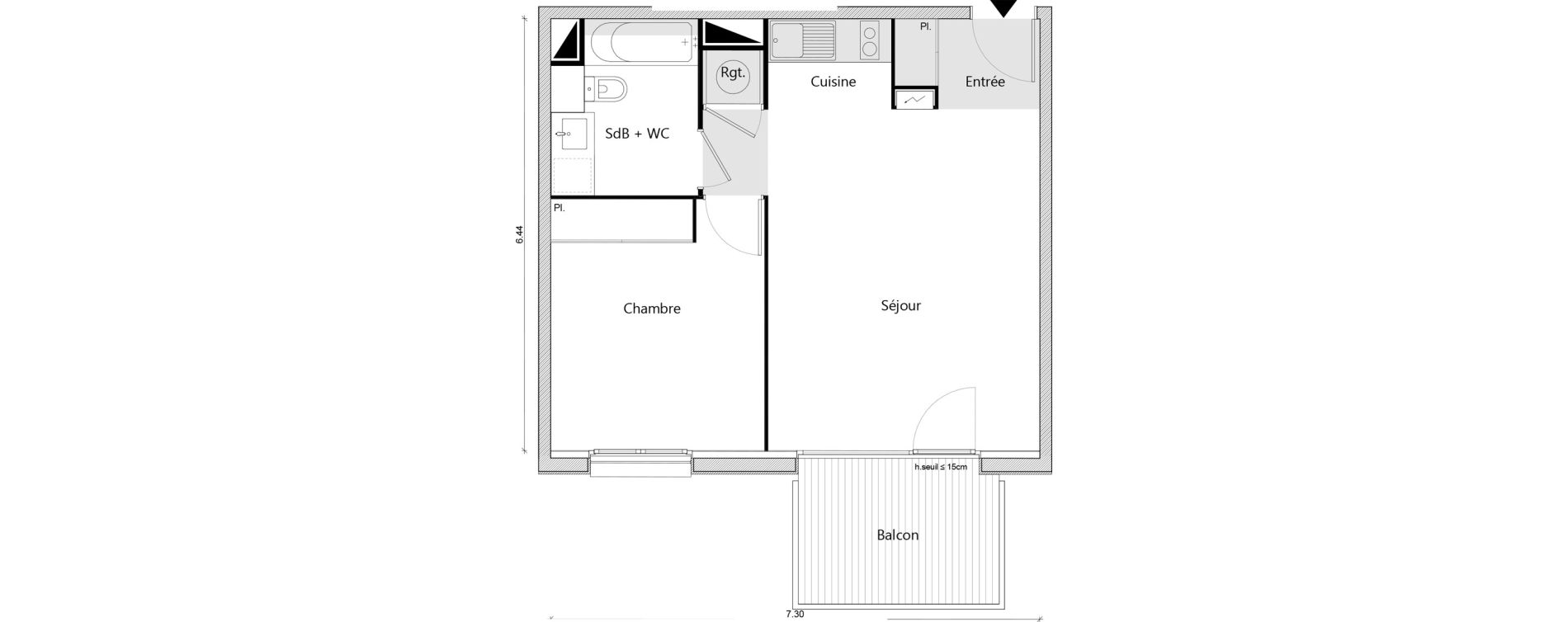 Appartement T2 de 45,24 m2 &agrave; Labarthe-Sur-L&egrave;ze Centre