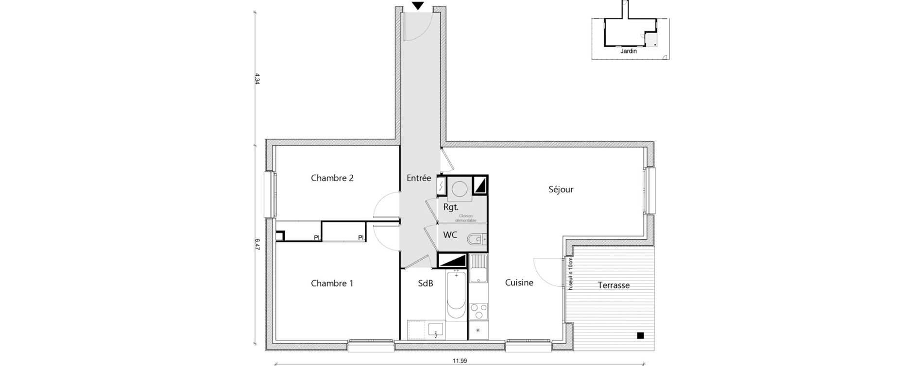 Appartement T3 de 69,75 m2 &agrave; Labarthe-Sur-L&egrave;ze Centre