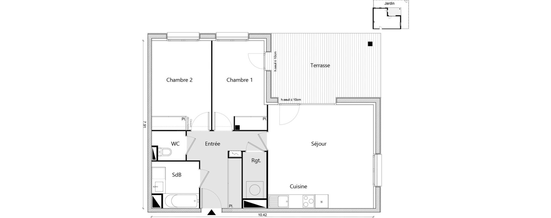 Appartement T3 de 64,16 m2 &agrave; Labarthe-Sur-L&egrave;ze Centre