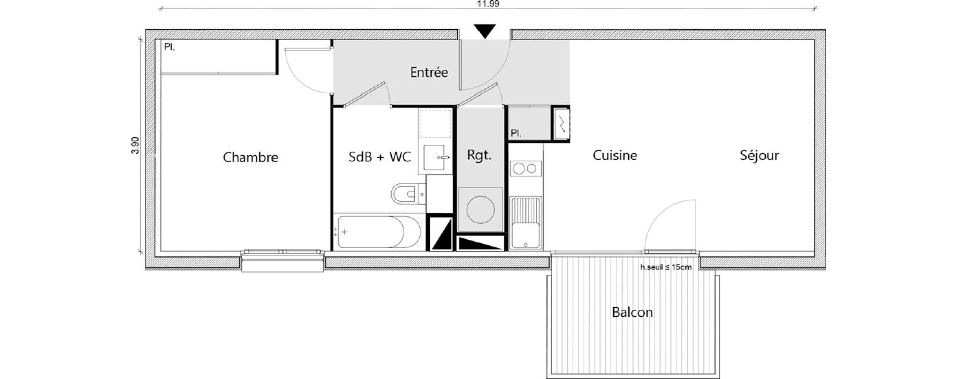 Appartement T2 de 45,00 m2 &agrave; Labarthe-Sur-L&egrave;ze Centre