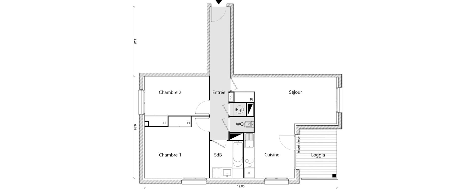 Appartement T3 de 67,68 m2 &agrave; Labarthe-Sur-L&egrave;ze Centre