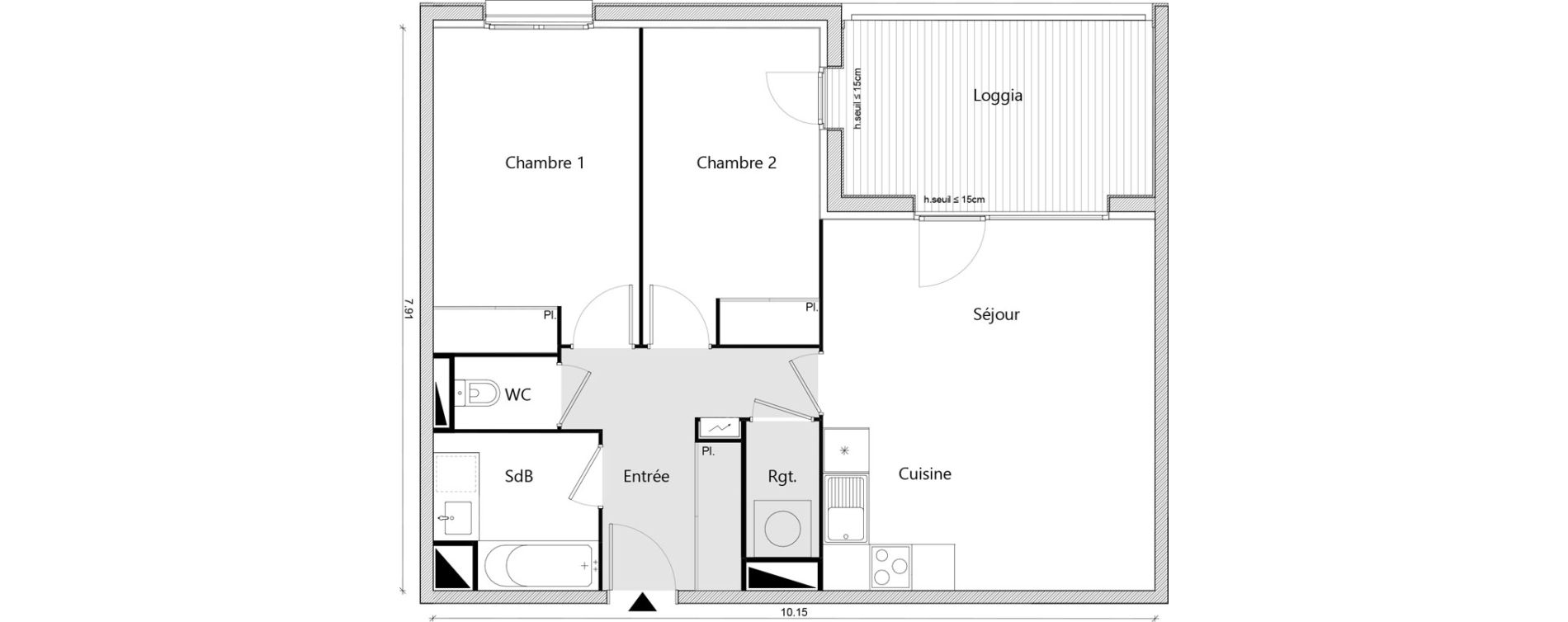 Appartement T3 de 64,57 m2 &agrave; Labarthe-Sur-L&egrave;ze Centre