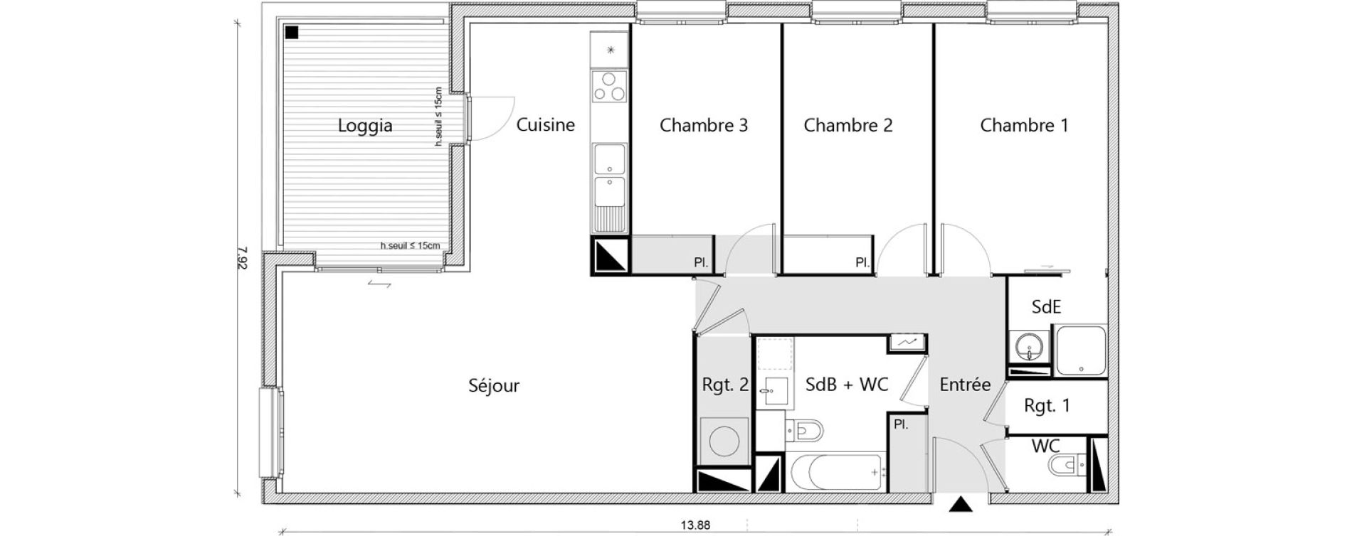 Appartement T4 de 92,84 m2 &agrave; Labarthe-Sur-L&egrave;ze Centre