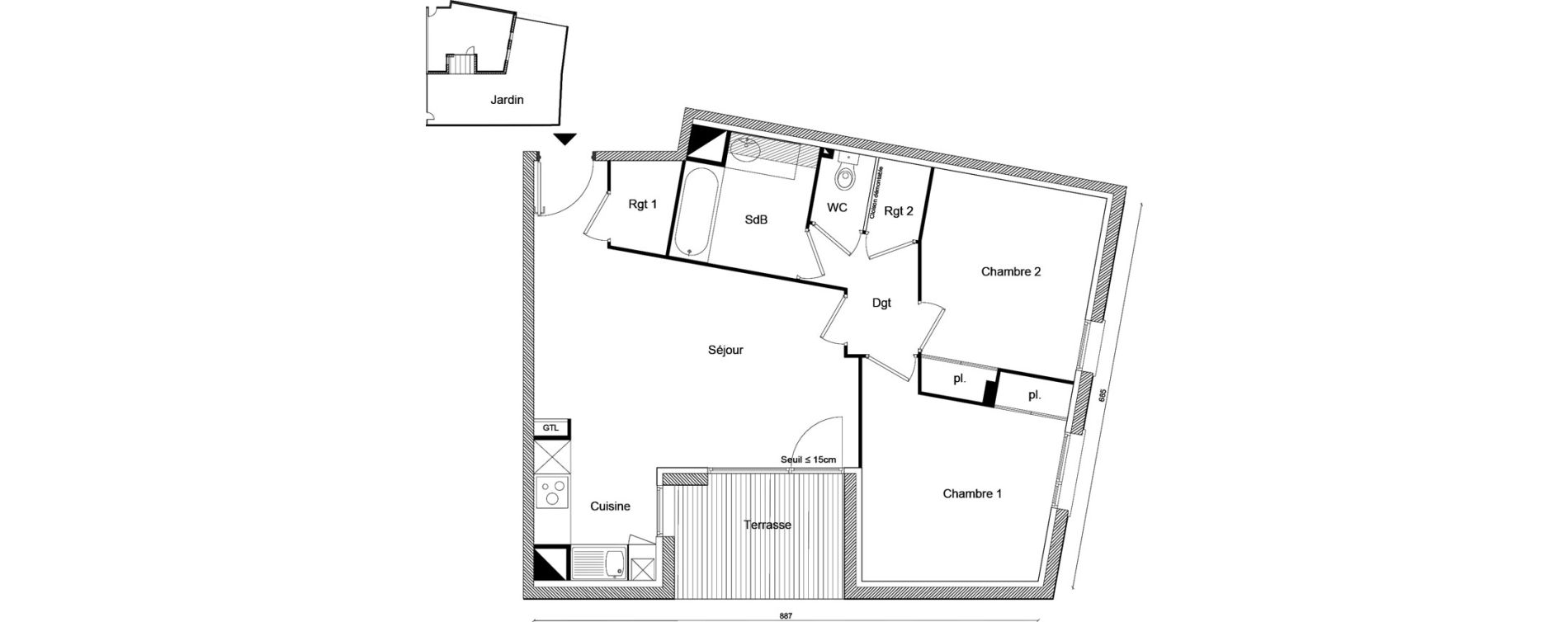 Appartement T3 de 61,04 m2 &agrave; Labarthe-Sur-L&egrave;ze Centre