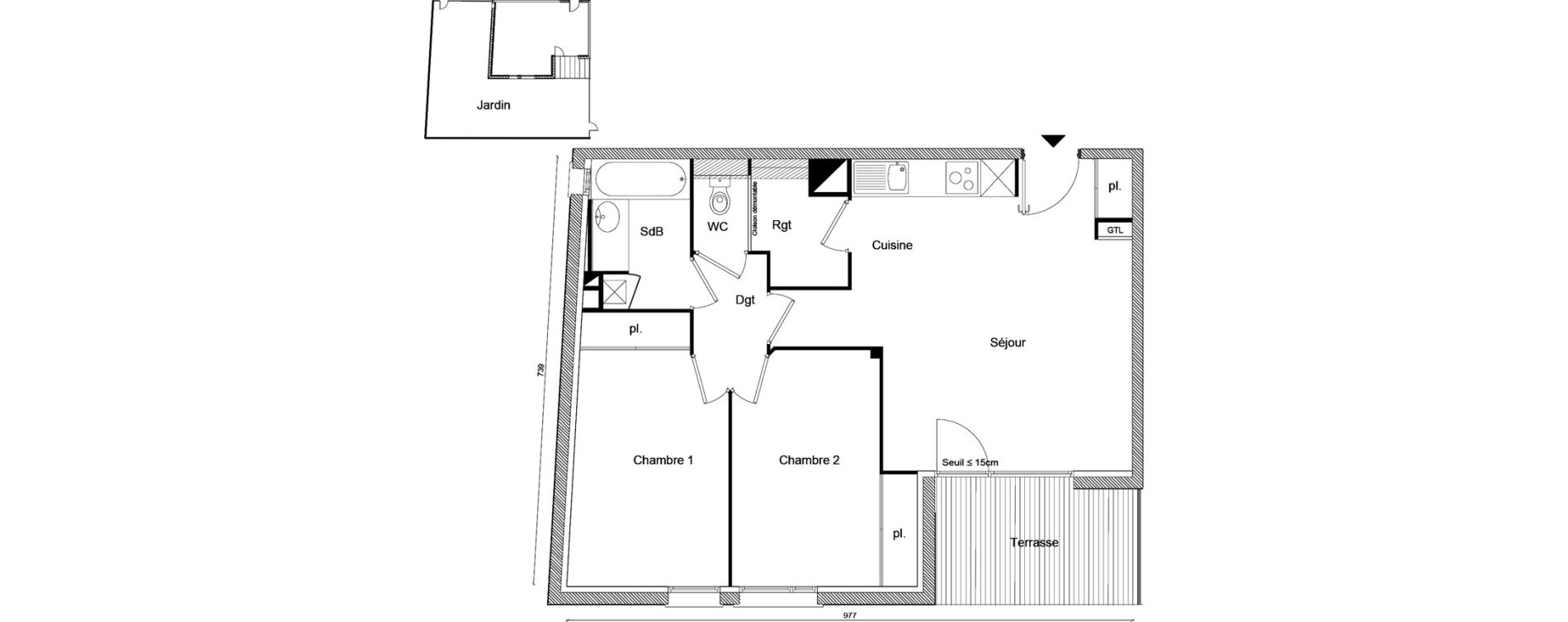 Appartement T3 de 61,32 m2 &agrave; Labarthe-Sur-L&egrave;ze Centre