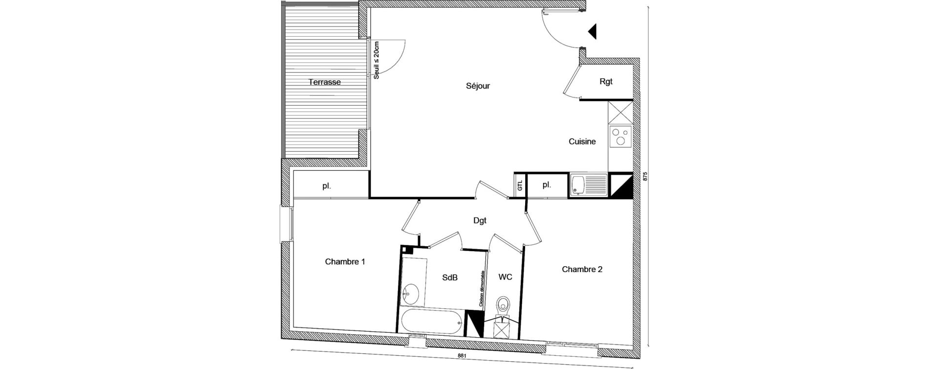 Appartement T3 de 62,40 m2 &agrave; Labarthe-Sur-L&egrave;ze Centre