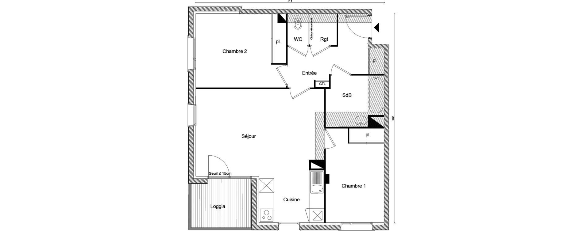 Appartement T3 de 64,33 m2 &agrave; Labarthe-Sur-L&egrave;ze Centre