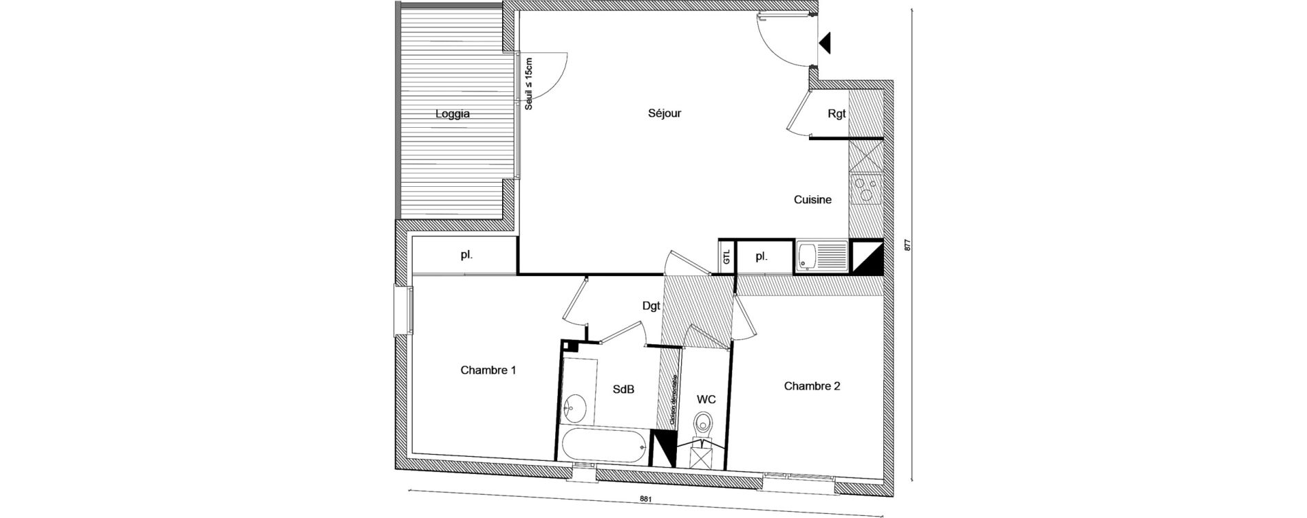 Appartement T3 de 62,54 m2 &agrave; Labarthe-Sur-L&egrave;ze Centre