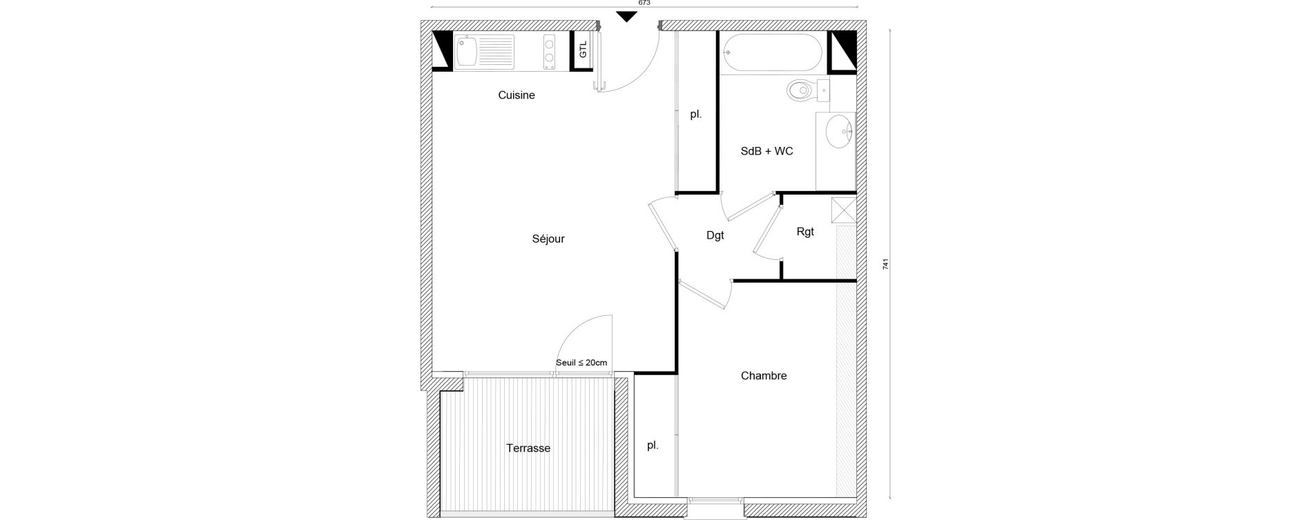 Appartement T2 de 41,99 m2 &agrave; Labarthe-Sur-L&egrave;ze Centre