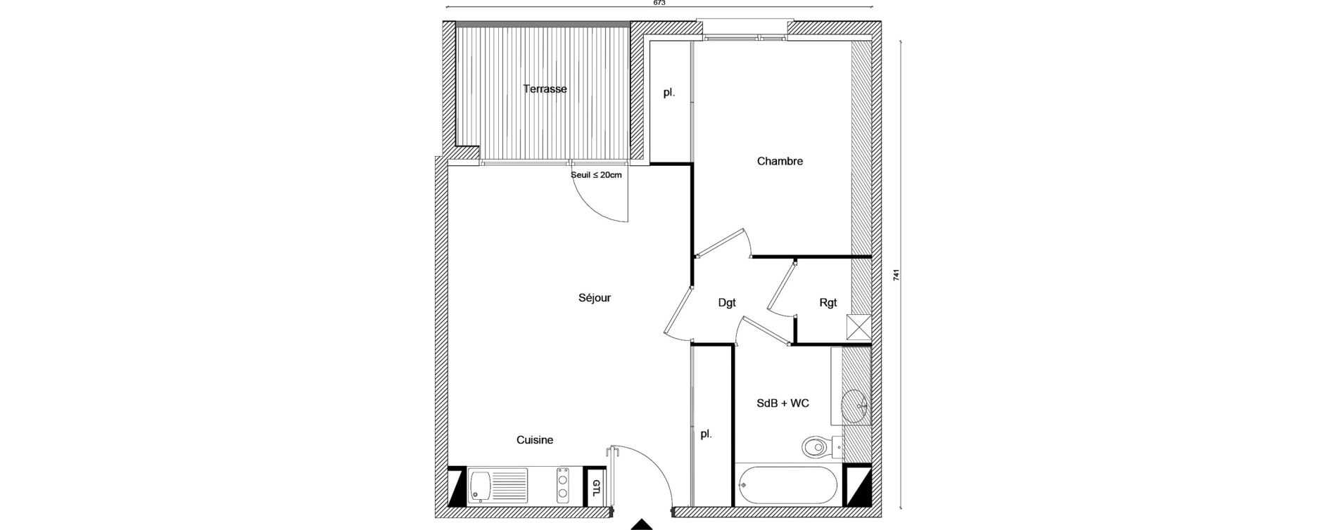 Appartement T2 de 42,19 m2 &agrave; Labarthe-Sur-L&egrave;ze Centre