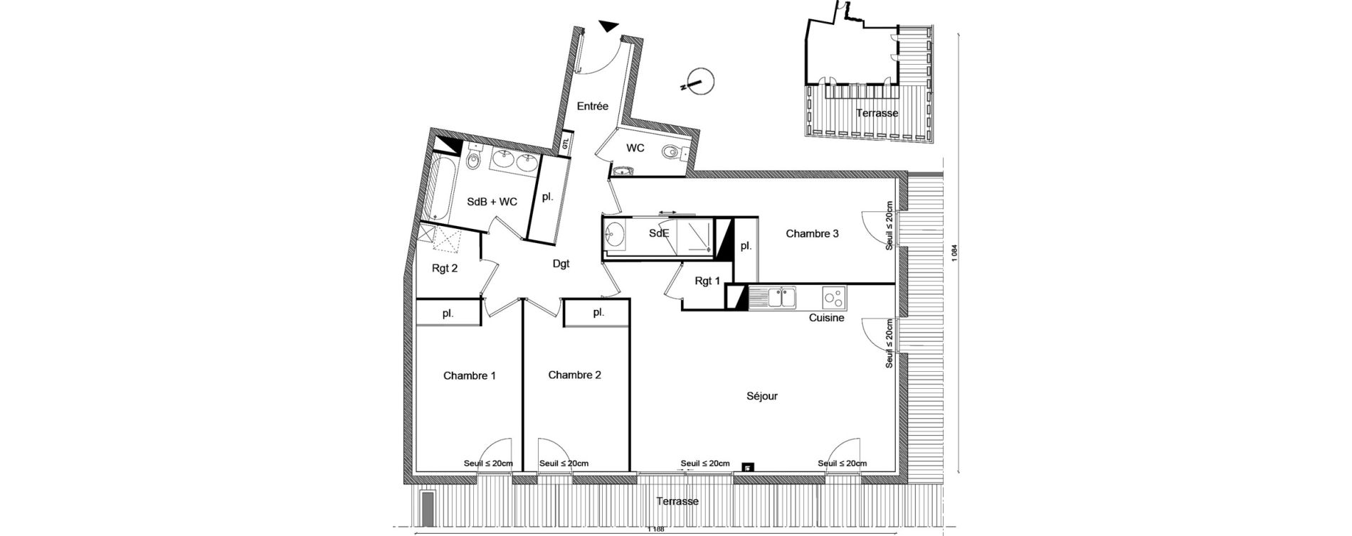 Appartement T4 de 92,07 m2 &agrave; Labarthe-Sur-L&egrave;ze Centre