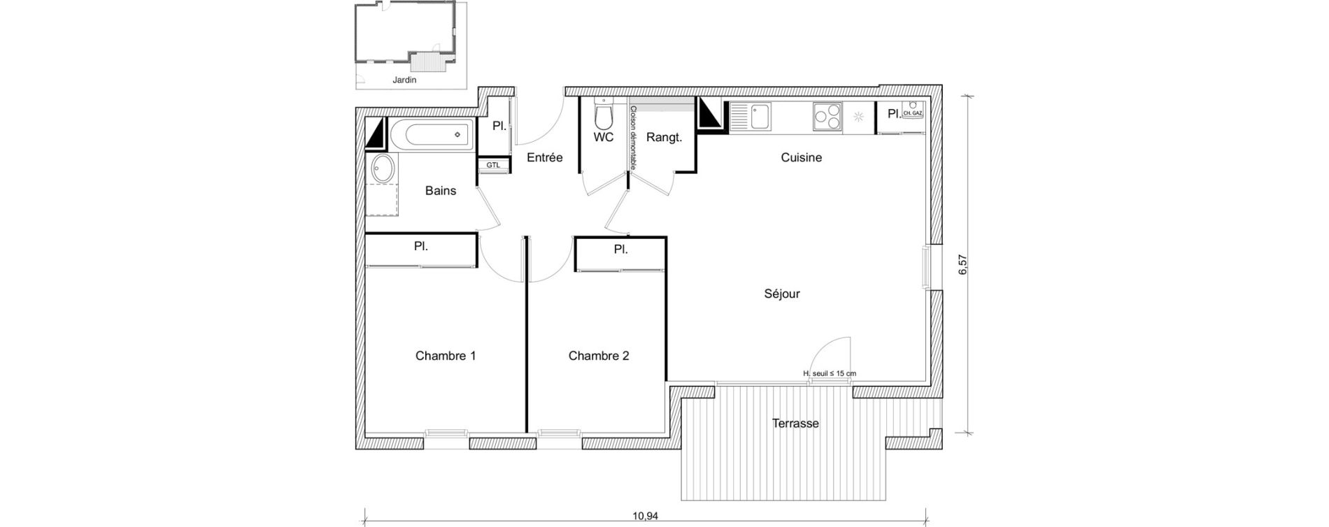 Appartement T3 de 62,85 m2 &agrave; Labarthe-Sur-L&egrave;ze Centre