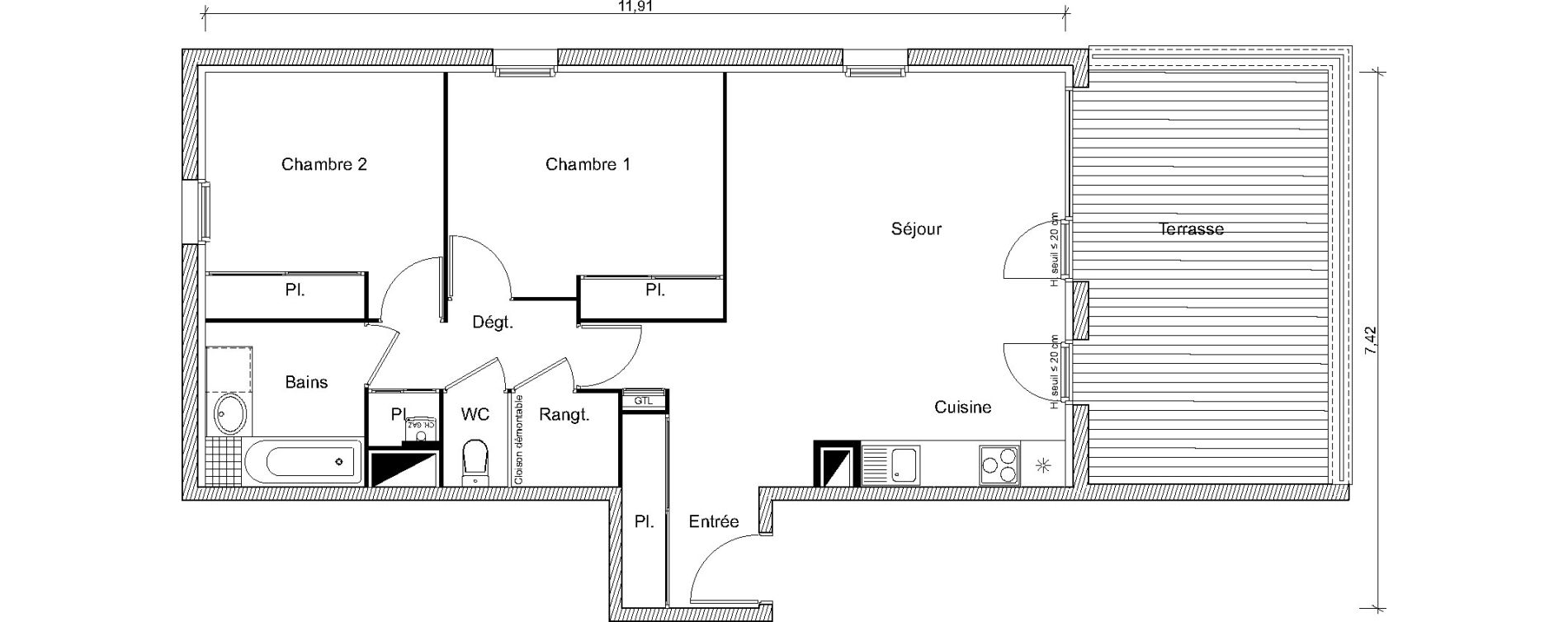 Appartement T3 de 68,68 m2 &agrave; Labarthe-Sur-L&egrave;ze Centre