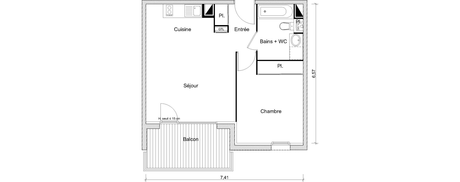 Appartement T2 de 42,70 m2 &agrave; Labarthe-Sur-L&egrave;ze Centre