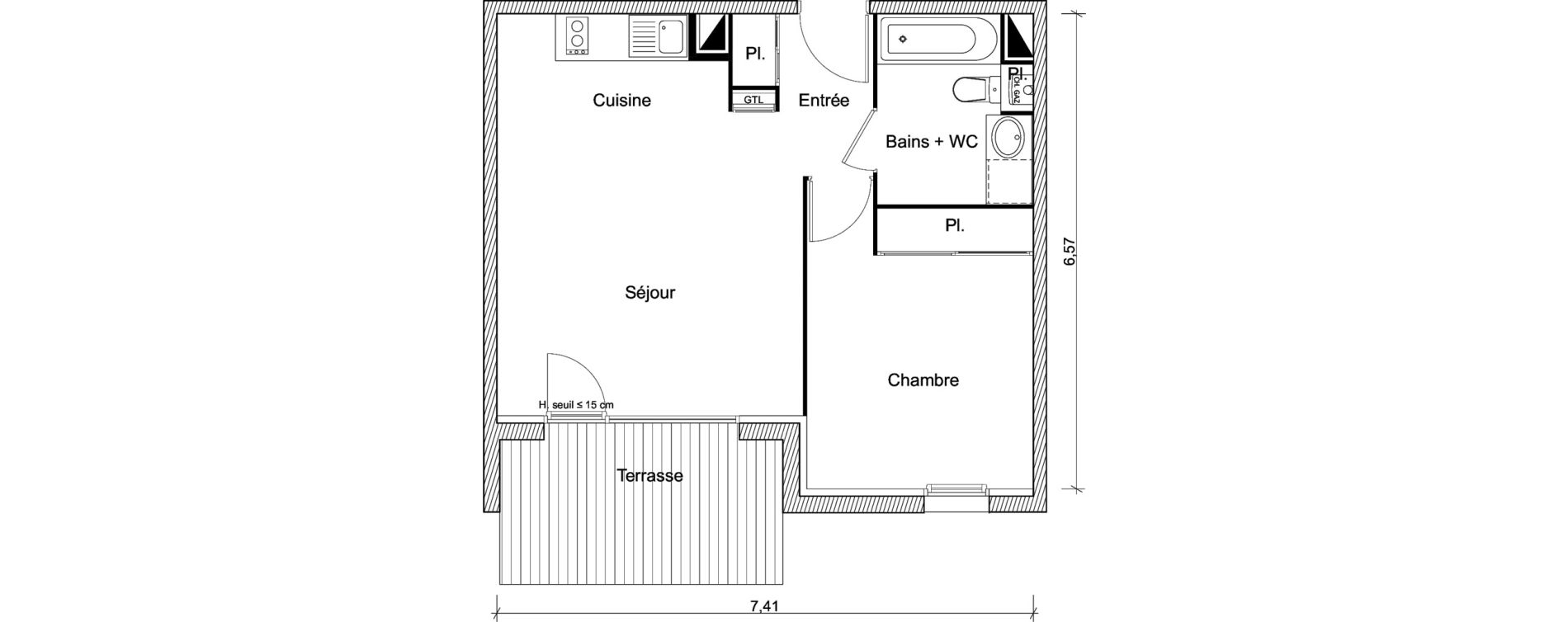 Appartement T2 de 42,70 m2 &agrave; Labarthe-Sur-L&egrave;ze Centre