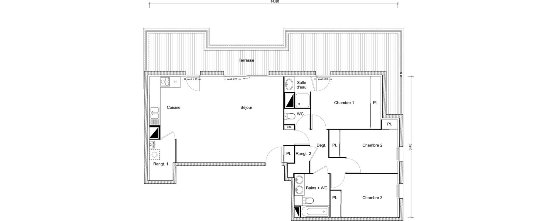 Appartement T4 de 91,64 m2 &agrave; Labarthe-Sur-L&egrave;ze Centre