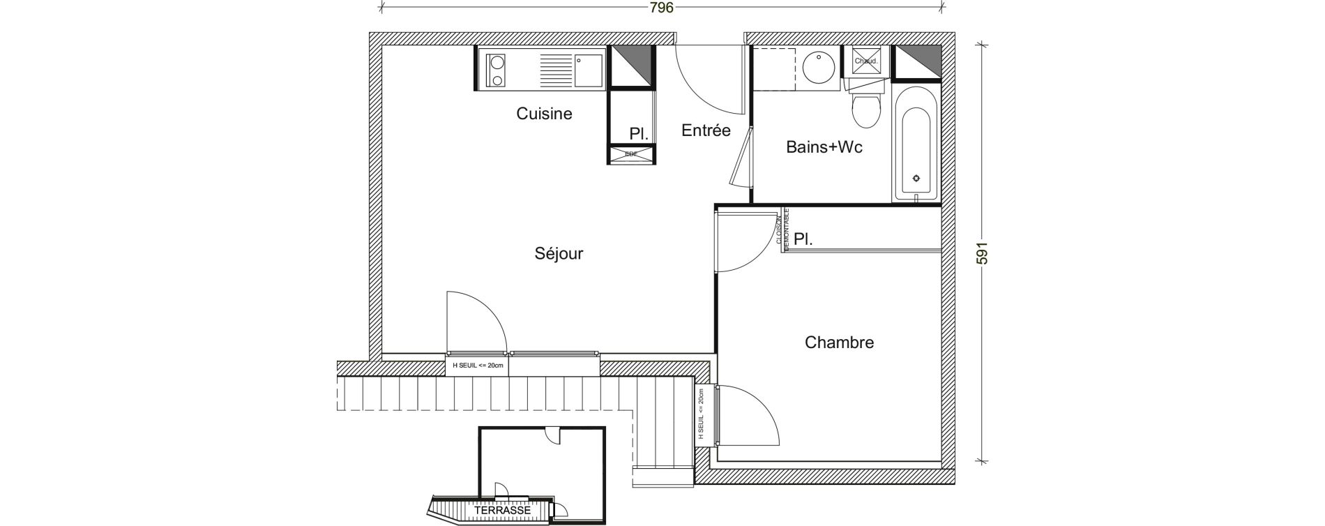 Appartement T2 de 38,21 m2 &agrave; Labarthe-Sur-L&egrave;ze Centre