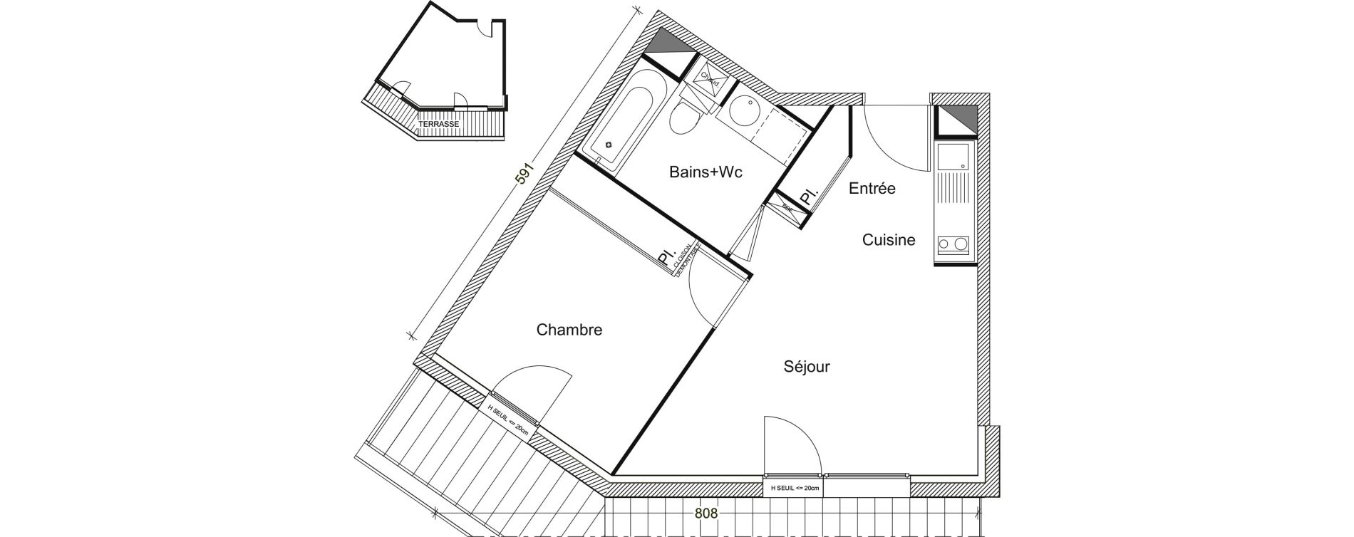 Appartement T2 de 37,26 m2 &agrave; Labarthe-Sur-L&egrave;ze Centre