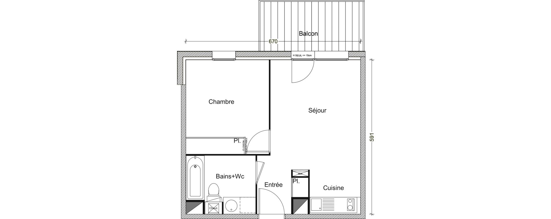Appartement T2 de 38,05 m2 &agrave; Labarthe-Sur-L&egrave;ze Centre
