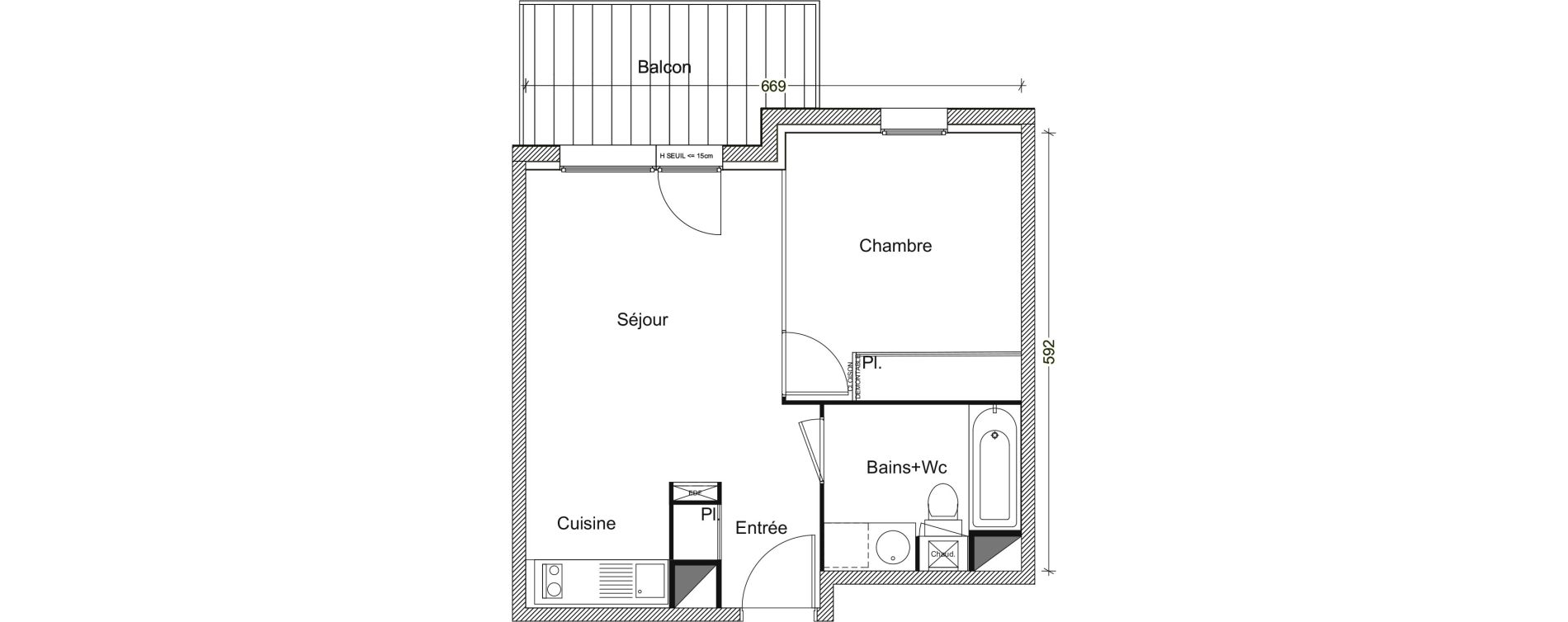 Appartement T2 de 38,28 m2 &agrave; Labarthe-Sur-L&egrave;ze Centre