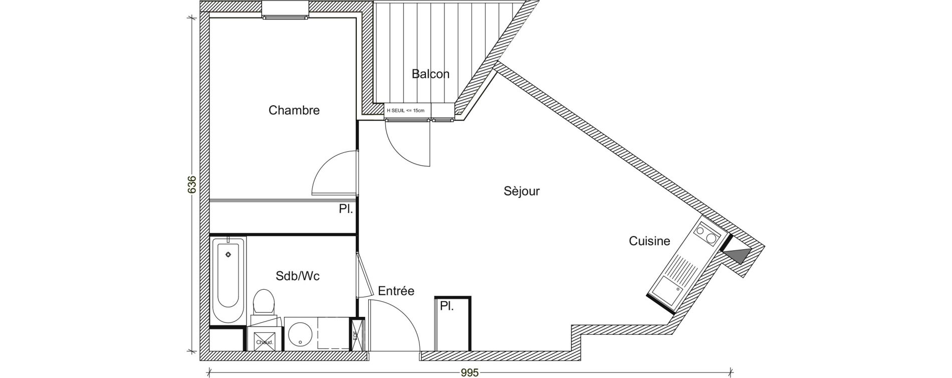 Appartement T2 de 43,27 m2 &agrave; Labarthe-Sur-L&egrave;ze Centre