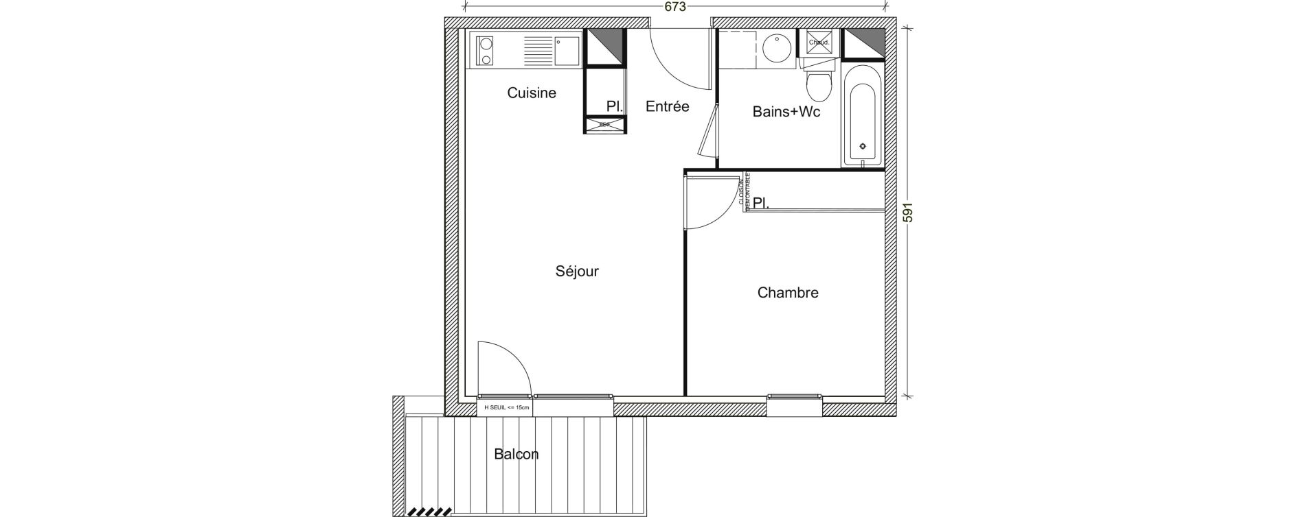 Appartement T2 de 38,22 m2 &agrave; Labarthe-Sur-L&egrave;ze Centre