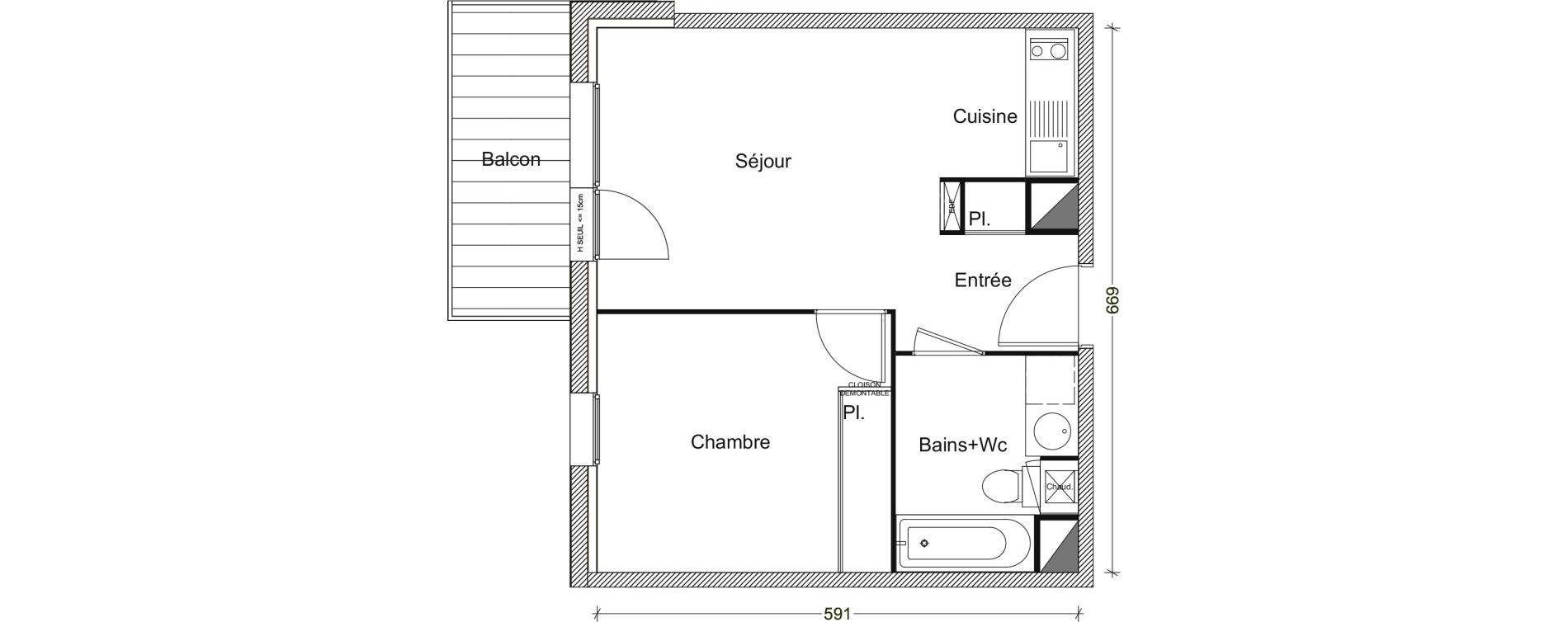 Appartement T2 de 38,01 m2 &agrave; Labarthe-Sur-L&egrave;ze Centre