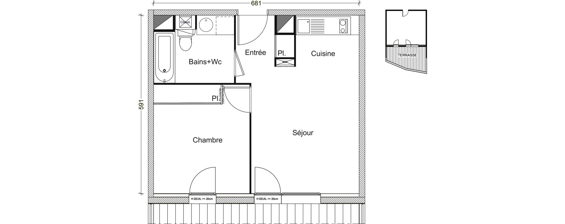Appartement T2 de 38,75 m2 &agrave; Labarthe-Sur-L&egrave;ze Centre