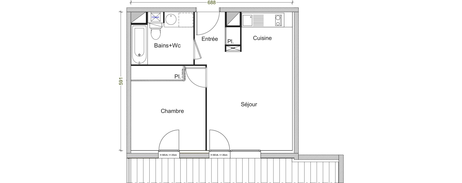 Appartement T2 de 38,11 m2 &agrave; Labarthe-Sur-L&egrave;ze Centre