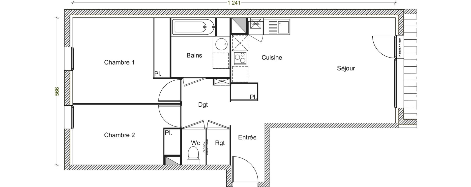 Appartement T3 de 61,14 m2 &agrave; Labarthe-Sur-L&egrave;ze Centre